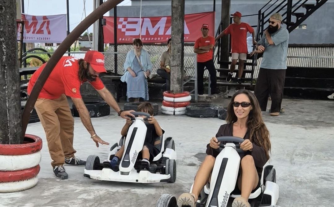 Kids group driving lesson on electric Ninebot cars at Bali Motorsport Academy